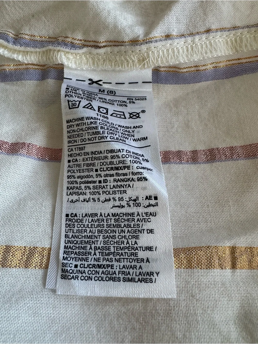 Old Navy Cream Girls Summer Dress with Metallic and Pastel Accent Stripes